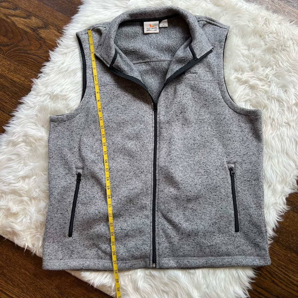 Field & Stream Mens Vest Gray Heathered Waist Length Pockets Zipper Collared XL - Picture 3 of 5
